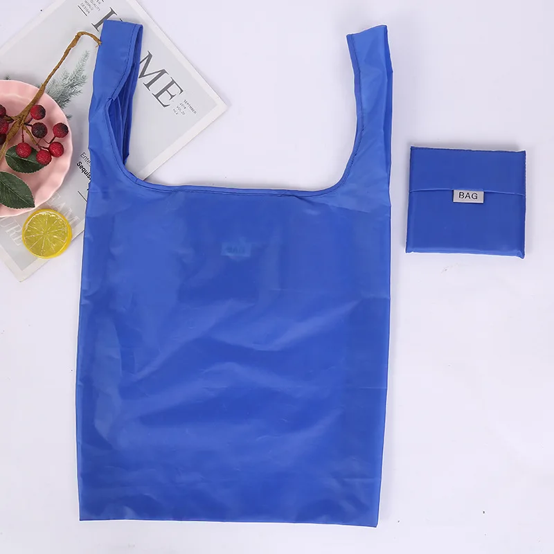 Wholesale Portable Large Thick Reusable Custom 190T Polyester Nylon Foldable Shopping Bag Eco-friendly Folding Shopping Bag