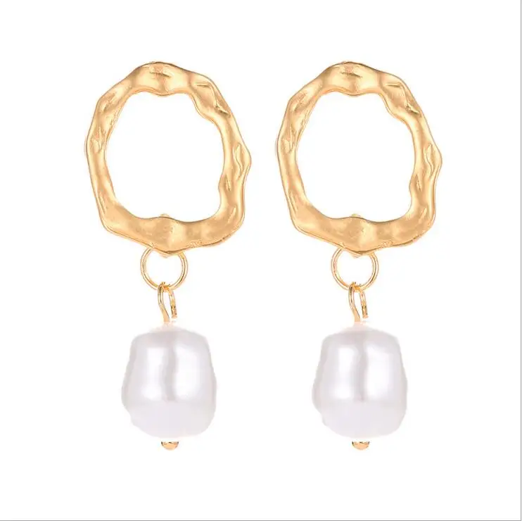 Fashion Punk Round Geometric Earrings Creative Woven Ball Pearl Earrings For Women Girls