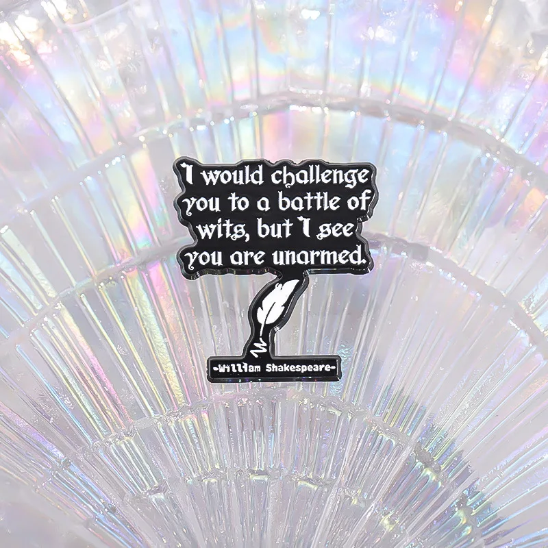 Wholesale Feather pen Metal Craft Cute English Letter Character Design Pin Badge Stocked Cartoon Soft Enamel Pins For Promotion