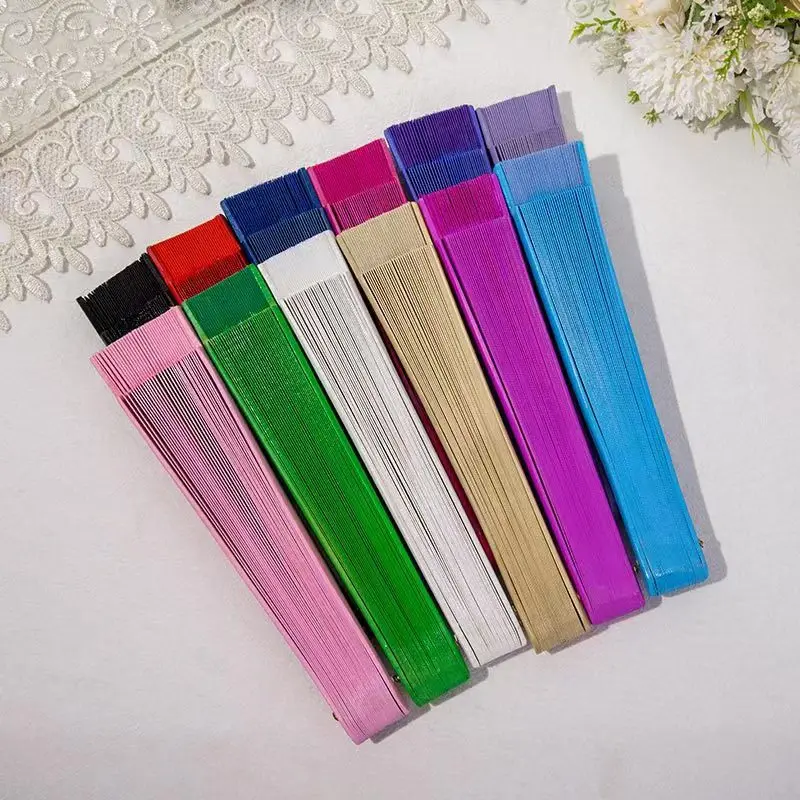 Folding Fan Women Chinese Style Handheld Fan Classical Solid Color Dance Props Elegant Fans Home Decoration Party Gift