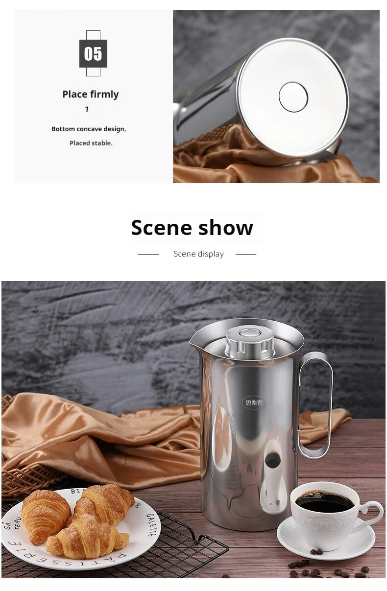 SolidWare Household 1000mL Coffee Tea Insulated Pot 304 Stainless Steel Hot Water Bottle Superior Quality Vacuum Coffee Pot