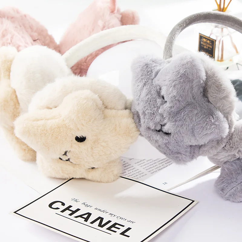 6 colors Cute star shape winter fluffy ear warmers furry earmuffs for kids
