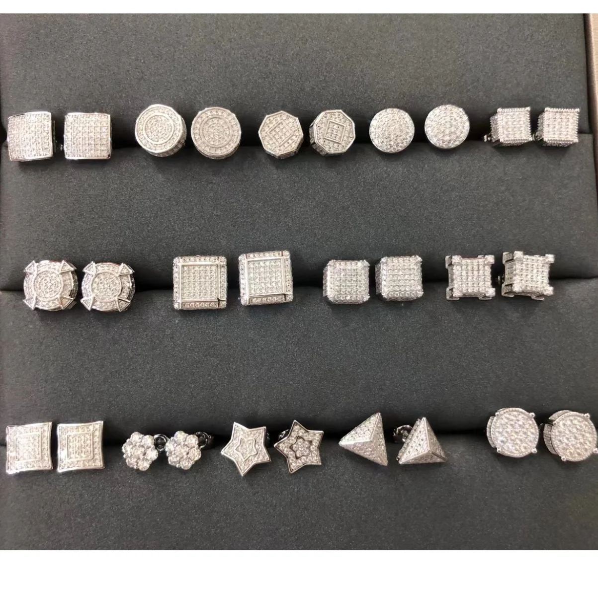 New Gemstone Earring Luxury 925 Sterling Silver Stud Earrings iced out vvs moissanite earrings men sterling silver jewelry