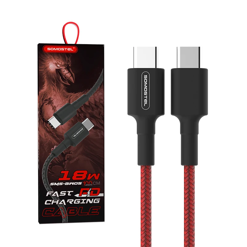 [Somostel PD Cable]SMS-BW05 Premium Quality Long Life-span Nylon Braid 18W PD Type C Cable, Accesorios Celulares Certificados