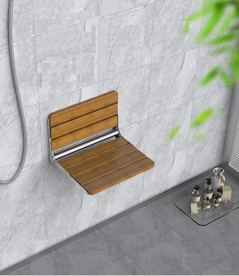 Wall Mounted Wooden Folding Shower Seat