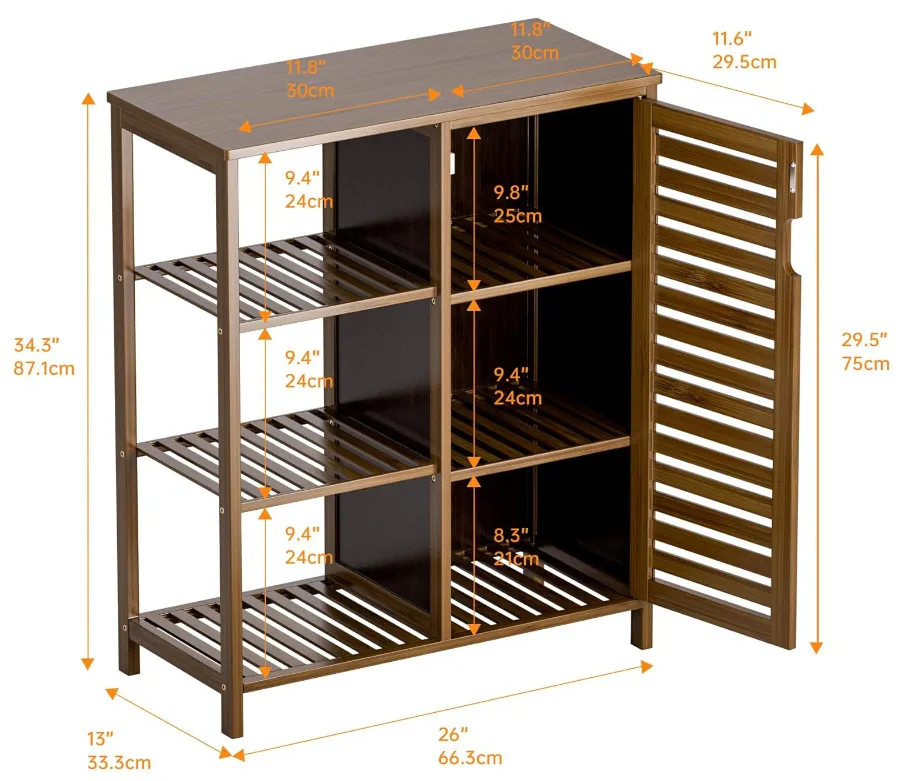High Quality Bamboo Kitchen Cupboard Side Storage Organizer Free Standing Floor Cabinet Bathroom Storage Cabinet