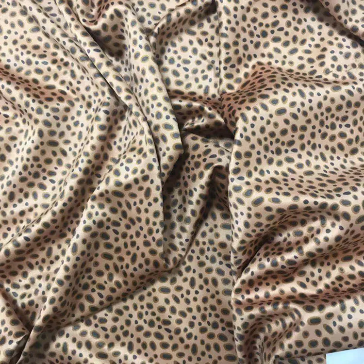 19 мм 100% Шелковая атласная сатиновая ткань с леопардовым принтом
