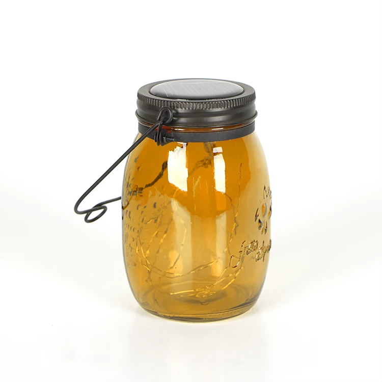 Solar Glass Rechargeable Solar Hanging Lantern Light for Outdoor Garden