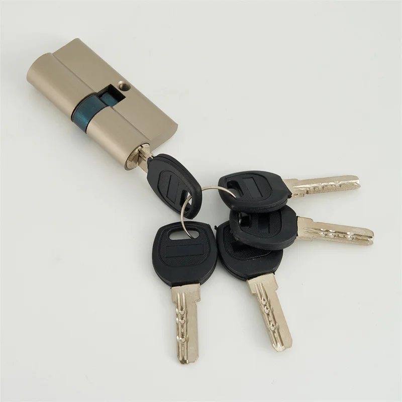 Euro custom nickel plated double brass door lock cylinder 60mm 70mm  with plastic slot computer cylinder