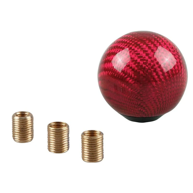 Черные ручки переключения передач из углеродного волокна на заказ с адаптерами, круглая шаровая ручка переключения передач из углеродного волокна, автомобильная ручка переключения передач