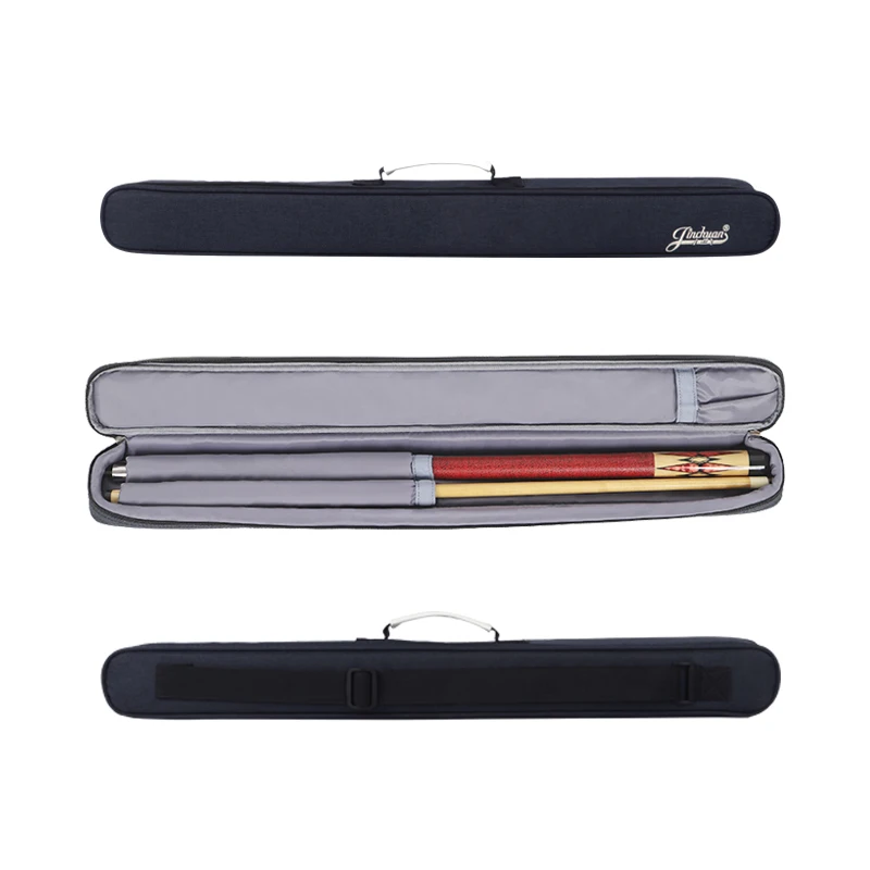 Custom logo waterproof 1/2 Billiard cue case 2 holes snooker cue bag stick carrying case with crossbody strap