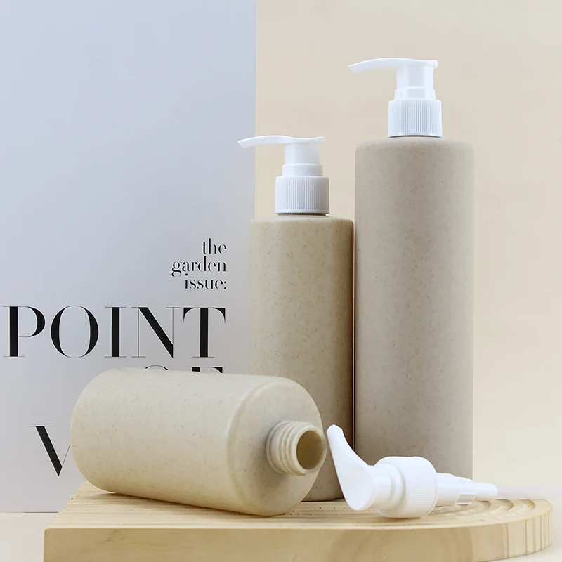 Eco Friendly Wheat Straw Plastic Foam Lotion Pump Cosmetic Container Soap Shampoo Envases Packaging Bottles