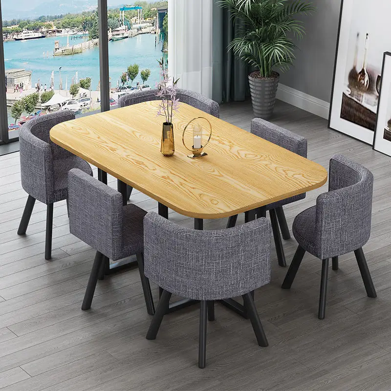 Dining chair dining table glass marble dining table set Nordic luxury modern home rock plate combination factory wholesale