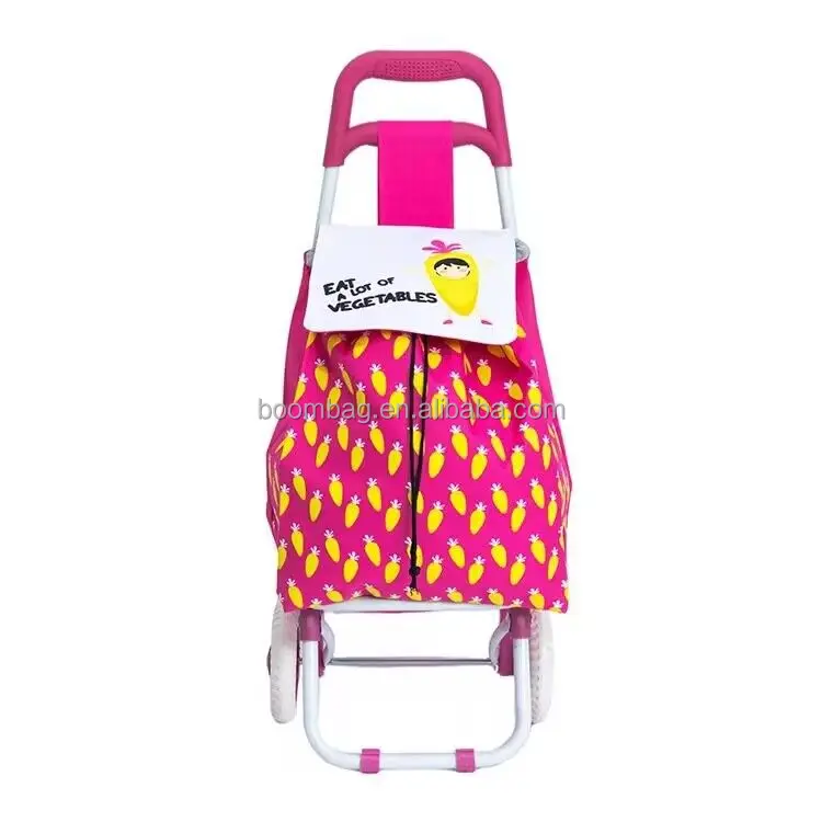 Wholesale Kids Supermarket Shopping Cart Camping Travelling Luggage Trolley Bag Portable Cartoon Travel Folding Trolley