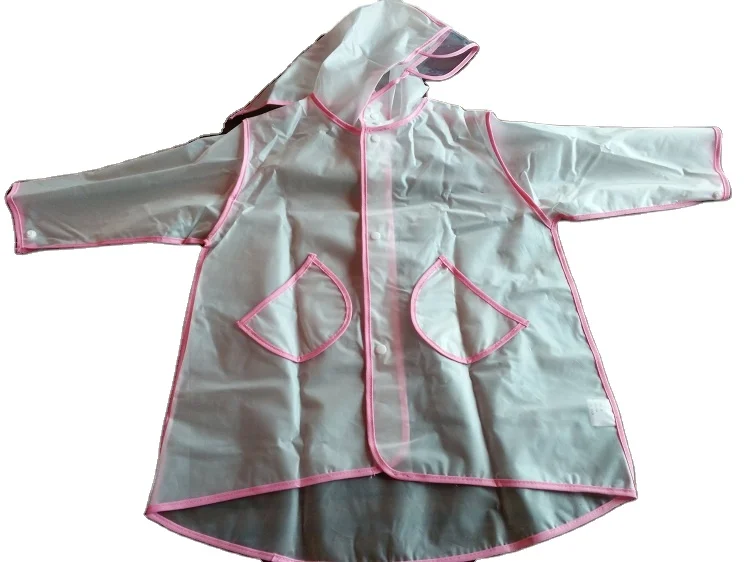 Custom Recyclable Waterproof Hooded transparent EVA Plastic kids Raincoat