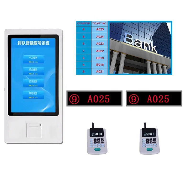 Factory sell professional QMS 17 inch 19 inch  floor standing bank queue kiosk LED display counter call unit for queue system