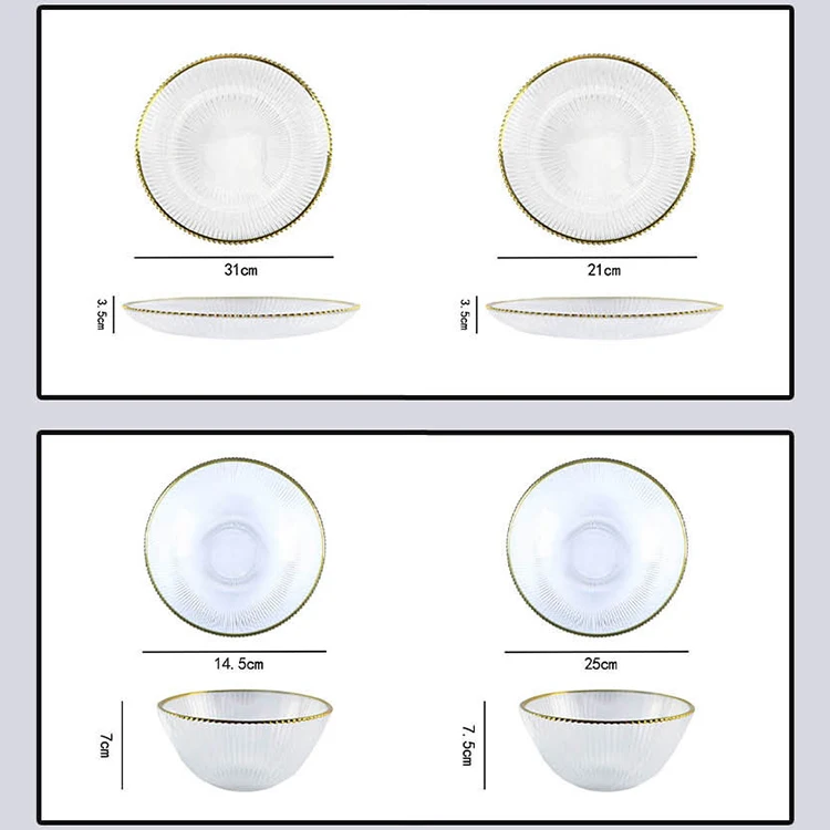 hot sale wedding decoration china dinnerware sets wedding tableware glass gold charger plates wedding