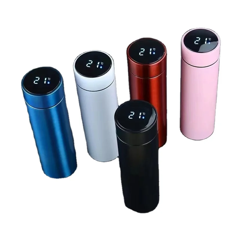 stainless steel thermo water bottle designer time marker reminder with led temperature display   smart bottle