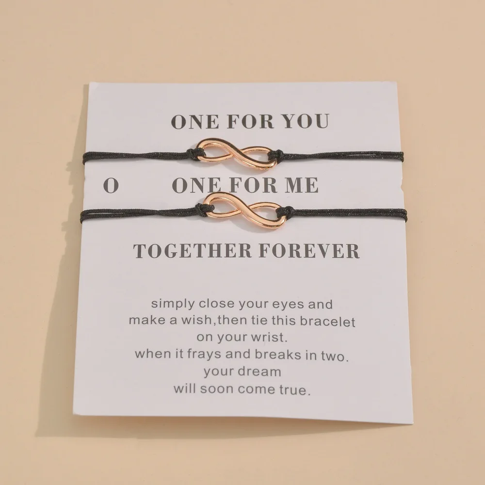 Red string Bracelet jewelry with alloy infinity symbol charm and fashionable weaving couple