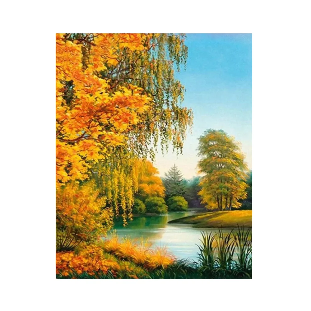 5d Diamond Painting Landscape Diamond mosaic Embroidery Park Flower And Lake Scenery Rhinestone Painting Home Decor wall art