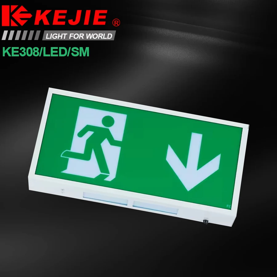 Fire Resistant Led Emergency Exit Sign Single Side Maintained  Rechargeable Exit Sign Corridor Home Garage Exit Sign light