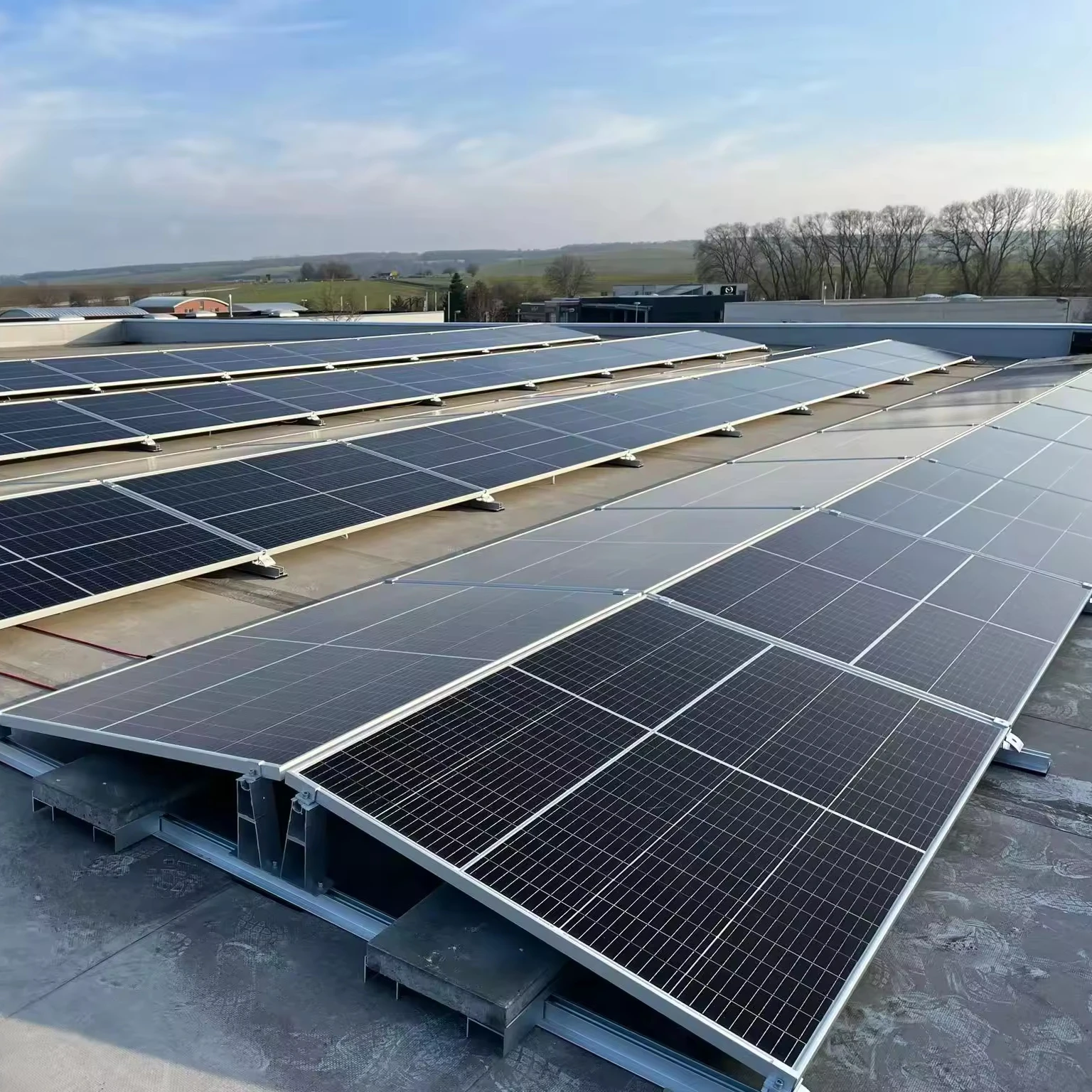 Solar Ballasted Mounting Bracket East West Solar Panel Flat Roof Mounting System