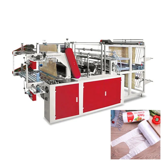 automatic nylon vest handle carry bag t shirt rolling plastic bag making machine for shopping bag