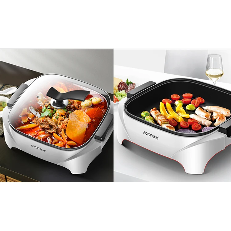 Аксессуары для кухни 1500W с антипригарным покрытием, многофункциональный Электрический духовой шкаф горячий горшок электрические плиты