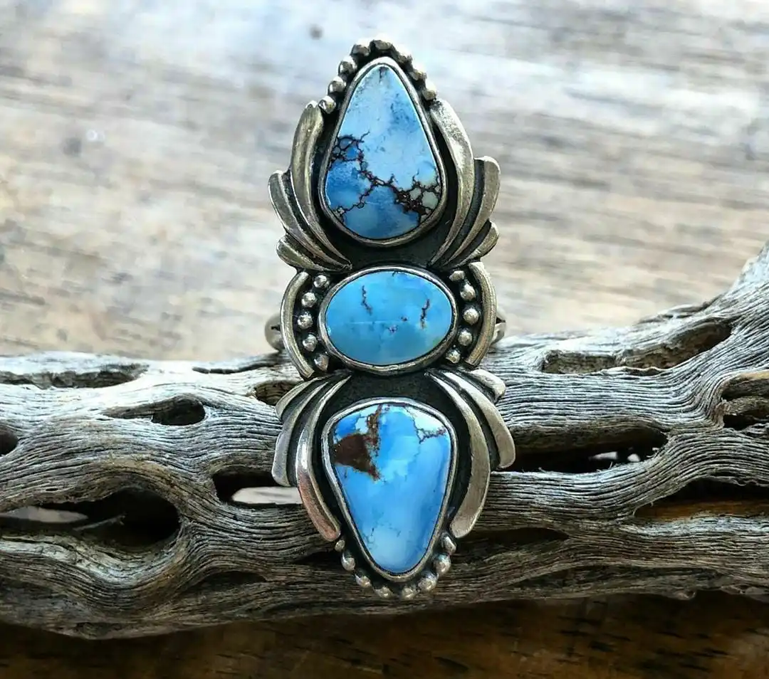 925 Solid Sterling Silver Turquoise Gemstone Ring Handmade Jewelry Semiprecious Natural Healing Stone Ring For Men & Women