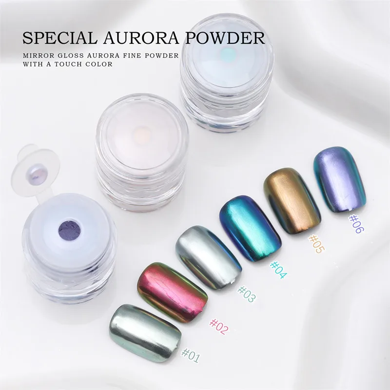 High quality Colorful Moonlight Mirror Powder 6Colors Super Bright Magic Titanium Gold Nail Art Powder