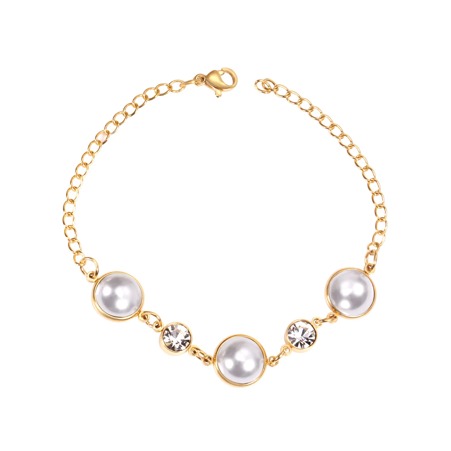 Браслет из циркониевых бусин Cymophane Pearl 18K позолоченный браслет нержавеющей стали для женщин