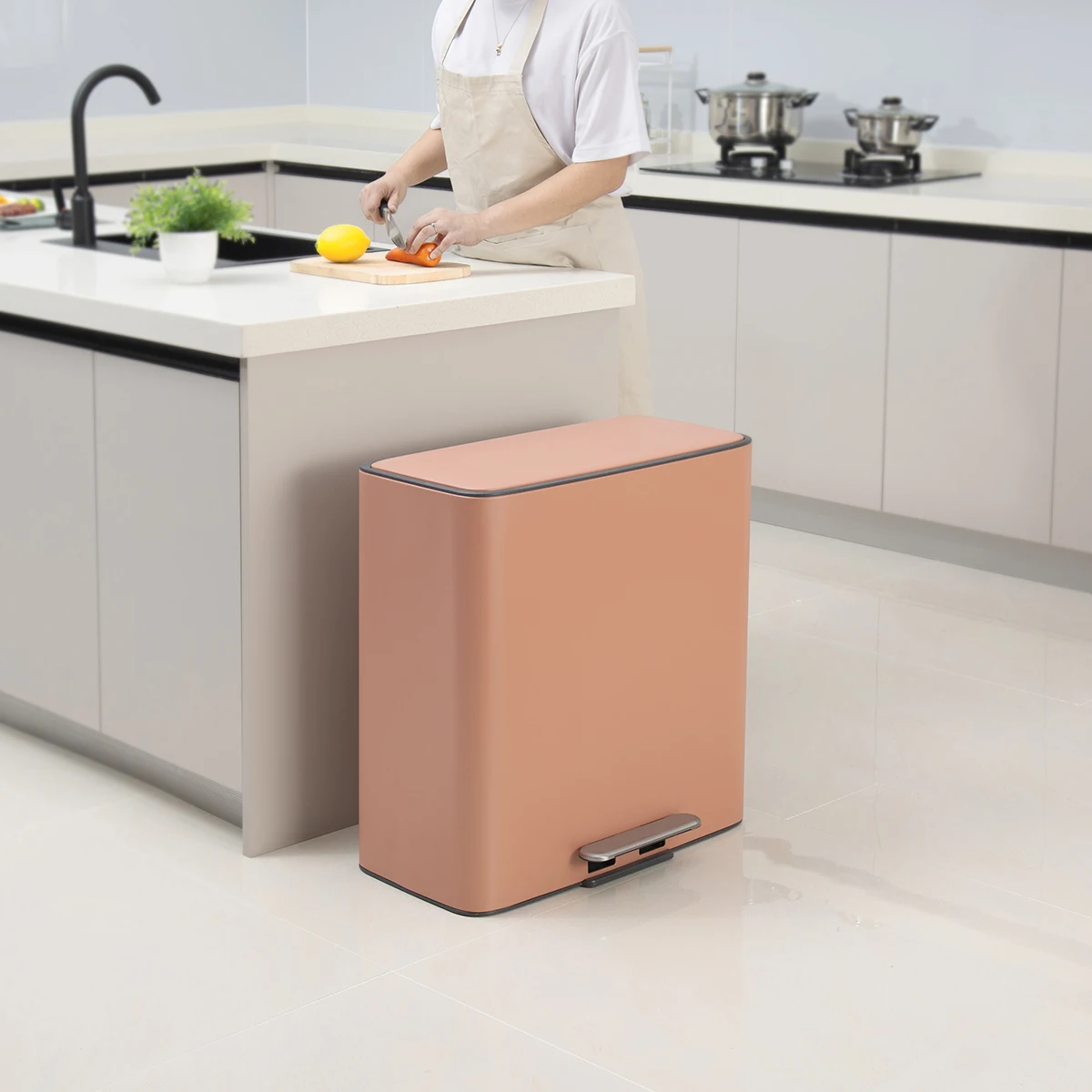 28L*2 stainless steel Soft Close living room office Square pedal trash bin waste bin trash can recycle bin recycle trash can