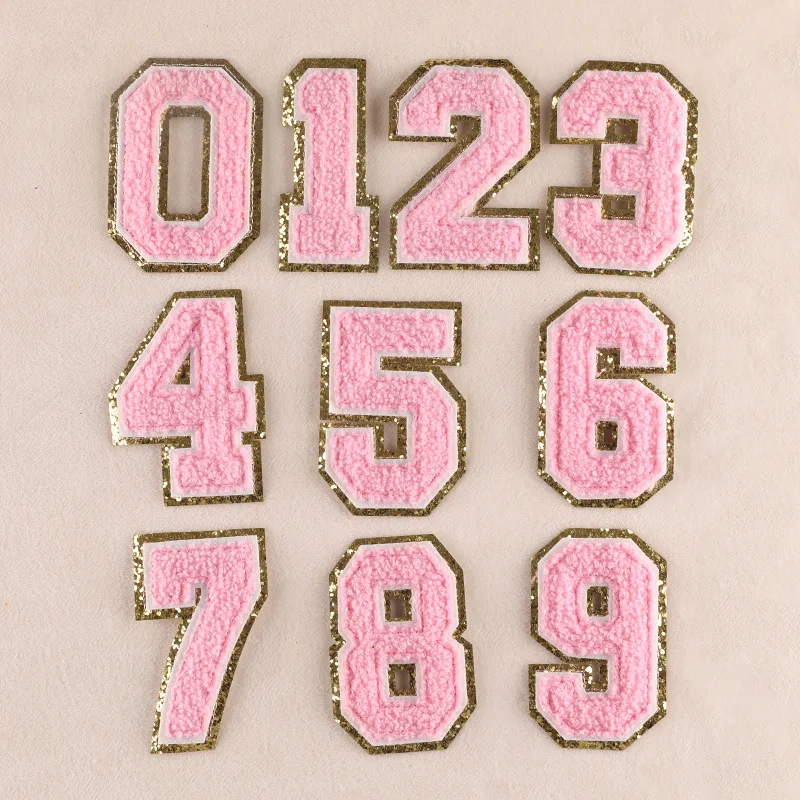 large white embroidery clothing iron on greek number patches for kids