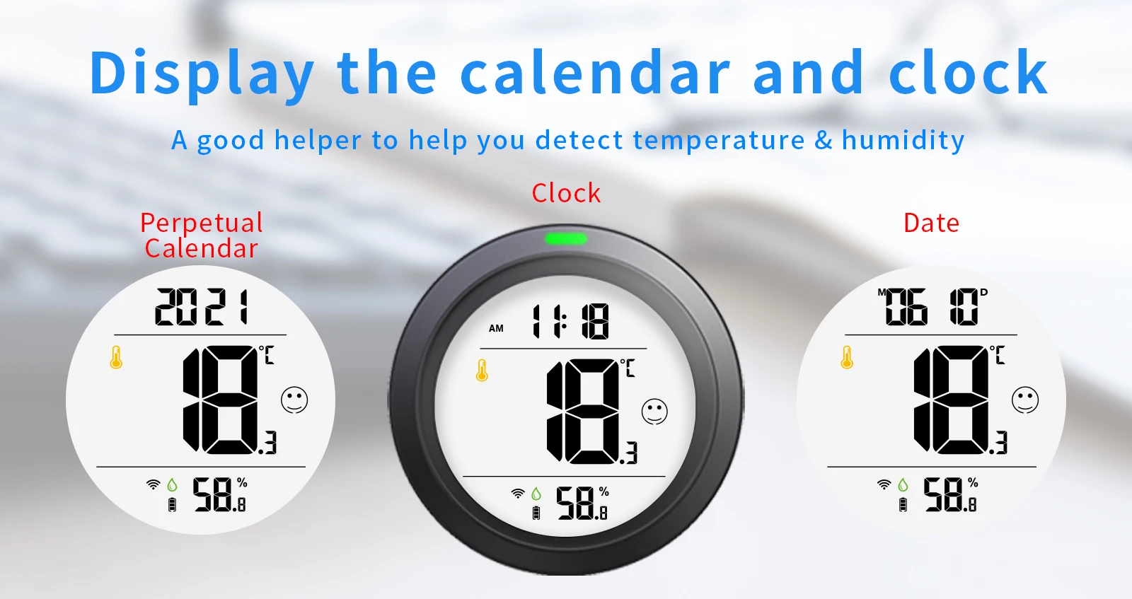 PT19DW High Sensitive Dark Grey with WIFI Temp- humidity monition for home Digital Thermometer