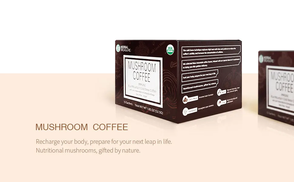 Instant Coffee Mix Reishi Mushroom Extract 4 in 1 Healthy Drink 100% Organic