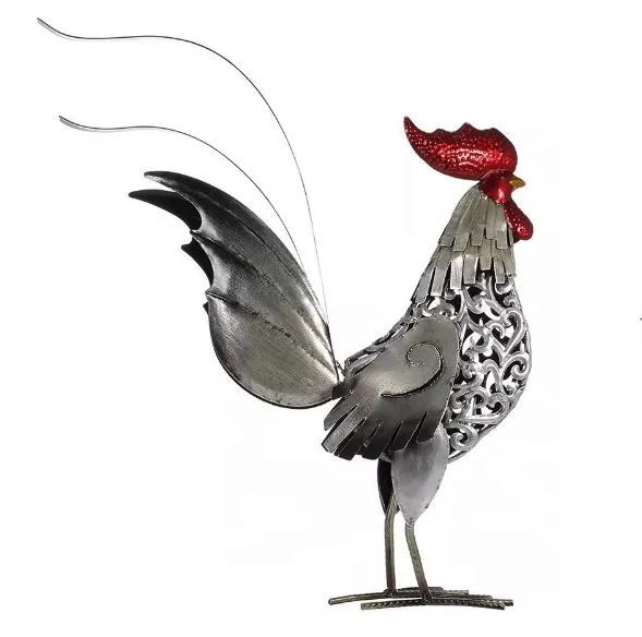 Customized Metal outdoor Rooster Garden Animal Sculpture decoration chicken Statue Patio Lawn Garden Ornaments