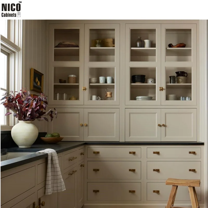 NICOCABINET Allure Luxury White Shaker PVC Modern High Gloss Acrylic Designs Pine Prefabricated Kitchen Cabinet
