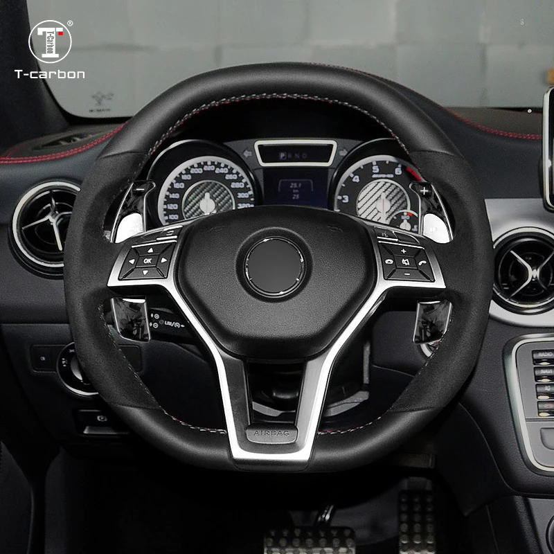 T-carbon Car Interior Accessories Steering Wheel Carbon Fiber Shift Paddle Fit Mercedes 2012 E63 C63 GLC AMG Paddle Shifter