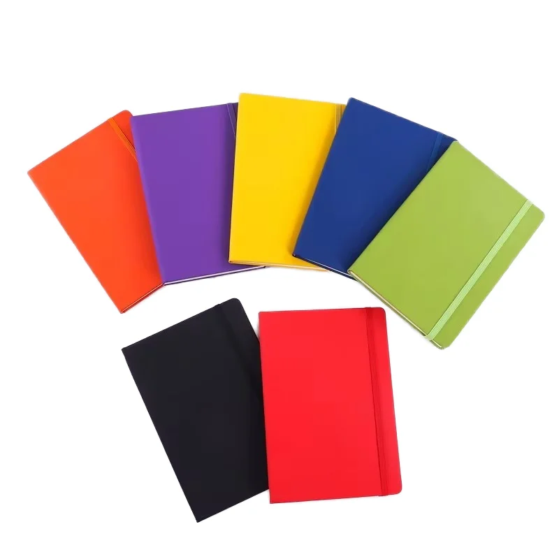 Hot Custom Pu Leather Soft Skin Stamping Hardcover Notebook A5 A6  Note Book Custom Printing With Gold Foil Stamping