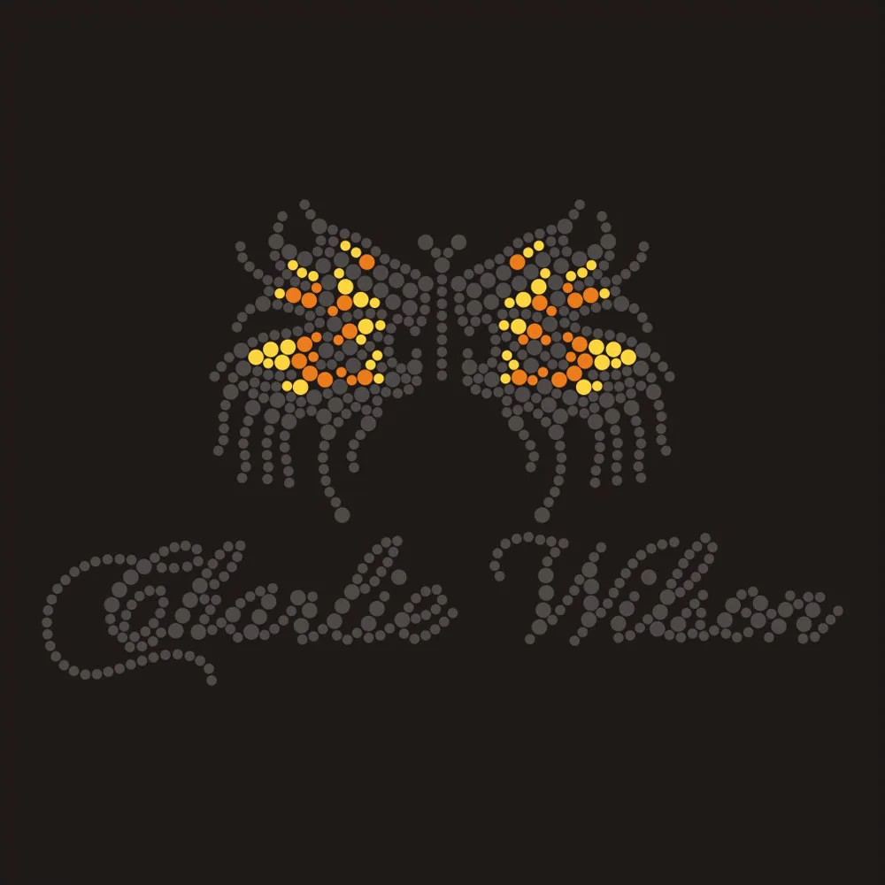 custom iron on tshirt transfer Bling Colorful butterfly rhinestone hot fix motifs design