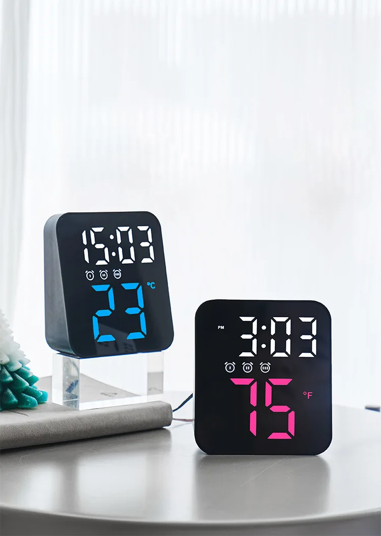 New Multifunctional Creative Colorful Display Temperature Calendar Simple LED Digital alarm  wall clock Home Decor