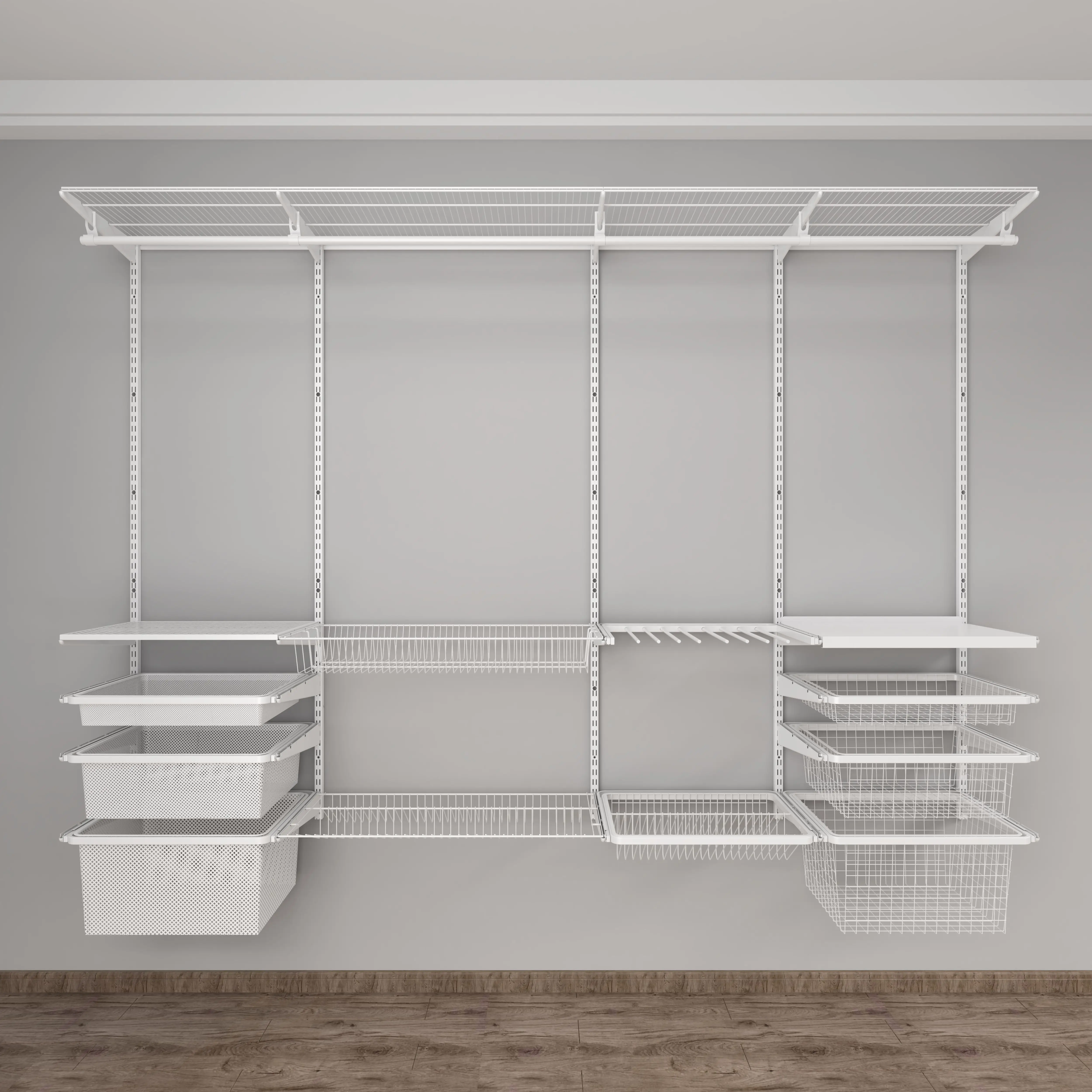 Hot Sale Fully Adjustable Wall Mounted Wire Shelving 1.8m DIY Metal Closet Shelving Kit