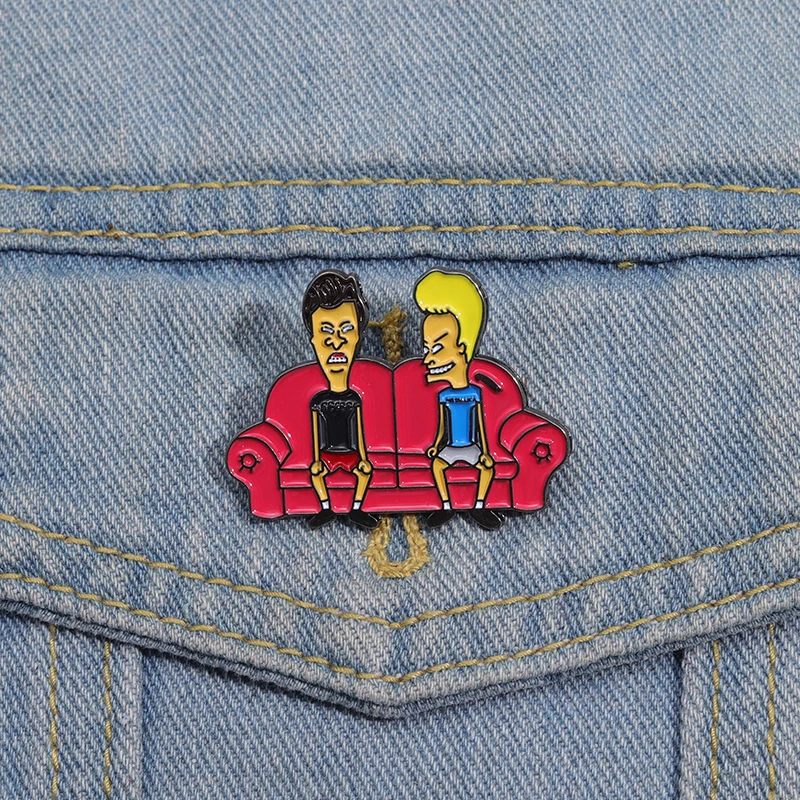 Beavis and Butt-head Funny Cartoon Comedy Brooch MTV Music Show Backpack Badge Clothing Accessories Gift