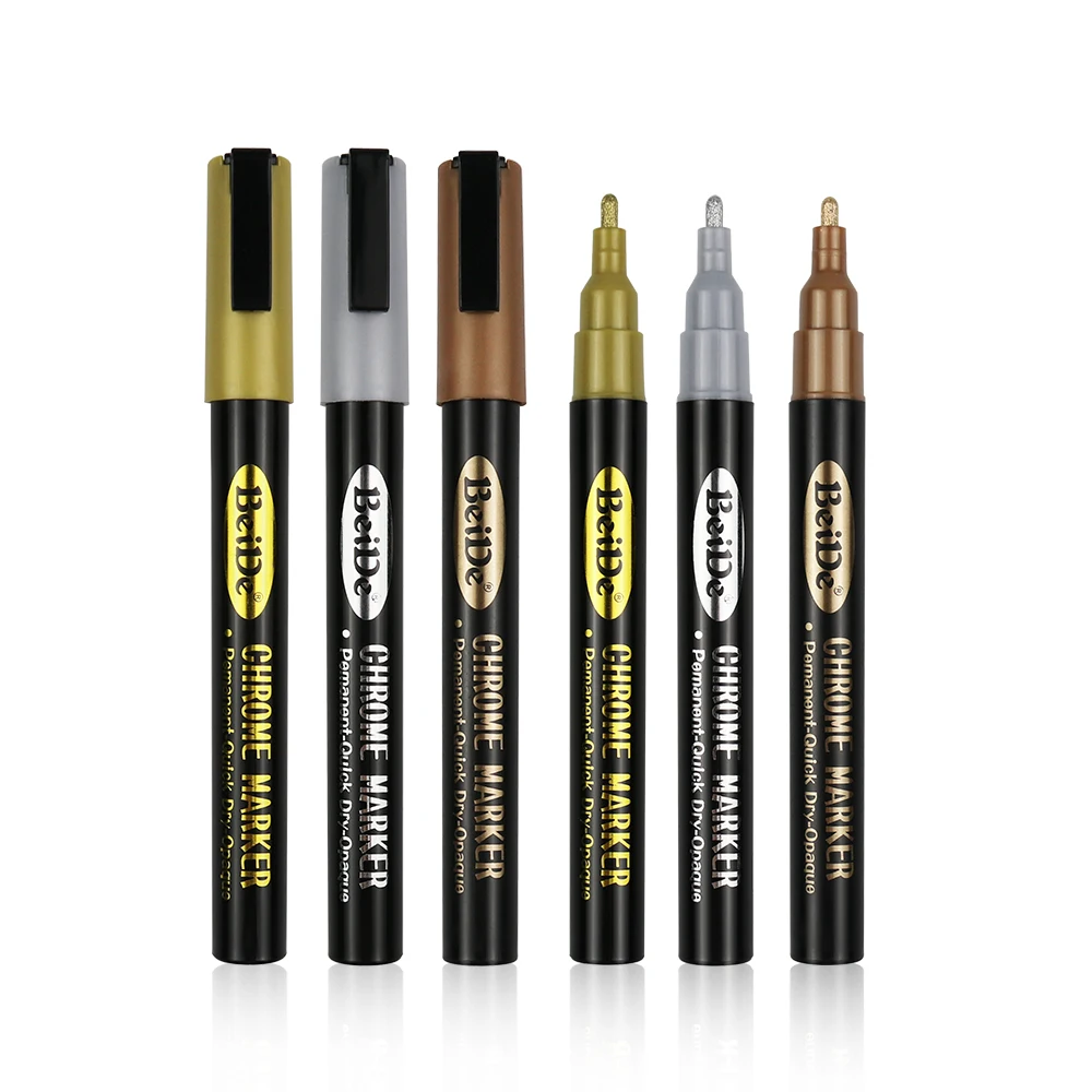 Golden Silver Art Liquid Mirror Chrome Marker Pen Gloss Oil-based Paint Marker Pen Liquid Chrome Marker