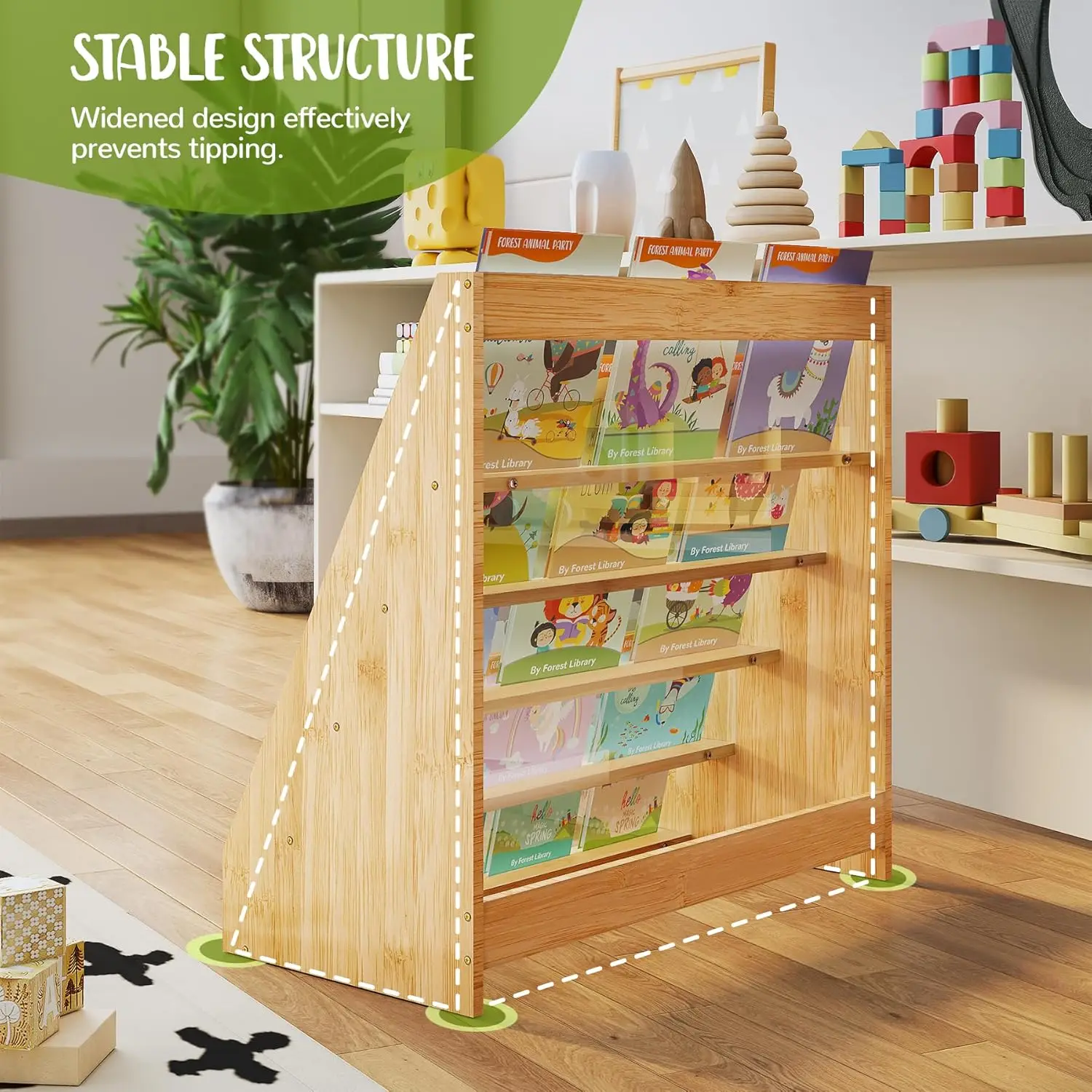 Combohome Bamboo Magazine Literature Rack 5 Tier Wall File Holder Hanging Mail Organizer Bookshelf
