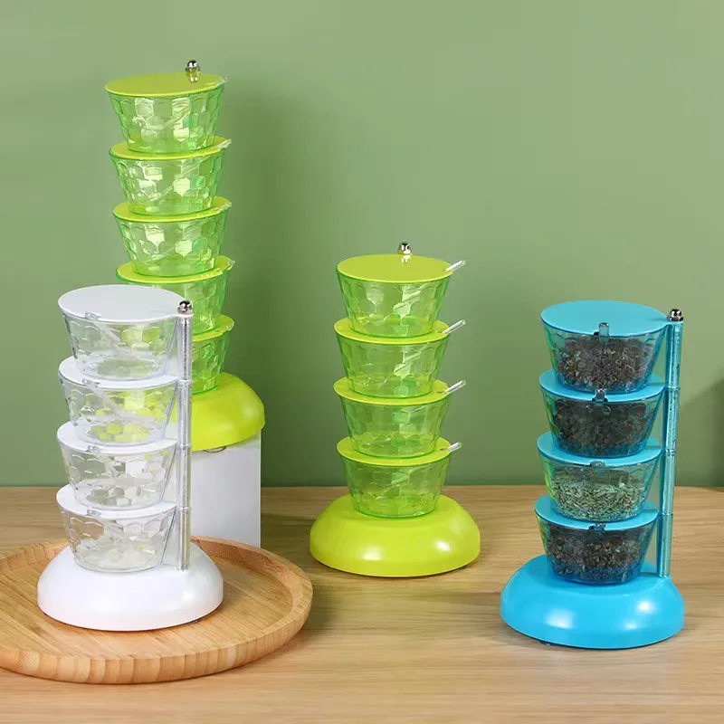 FS310 Seasoning box rotatable vertical household kitchen salt monosodium glutamate seasoning storage box seasoning bottle