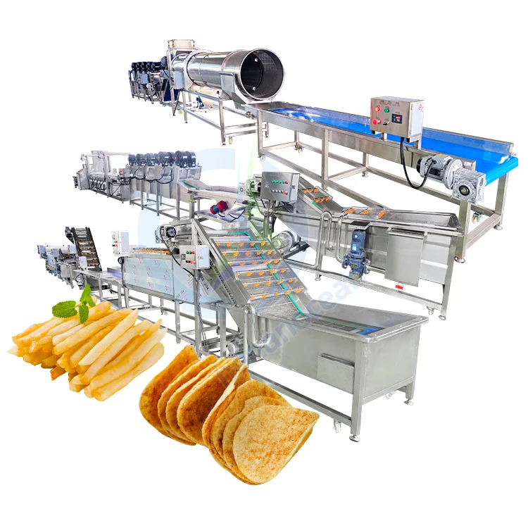 Frozen Fried Half Potato French Fries And Chips Production Line Fresh Compound Potato Chips Make Machine