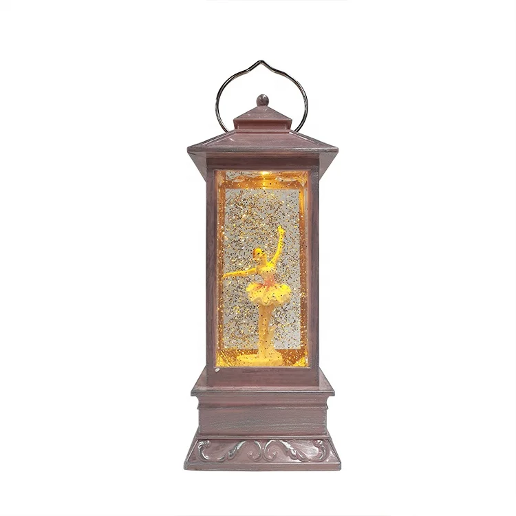 Artificial Style and Water Globe Product Type USB  LED Acrylic Dancing Angle Christmas Ornaments Snow Blow Lantern Plastic Craft