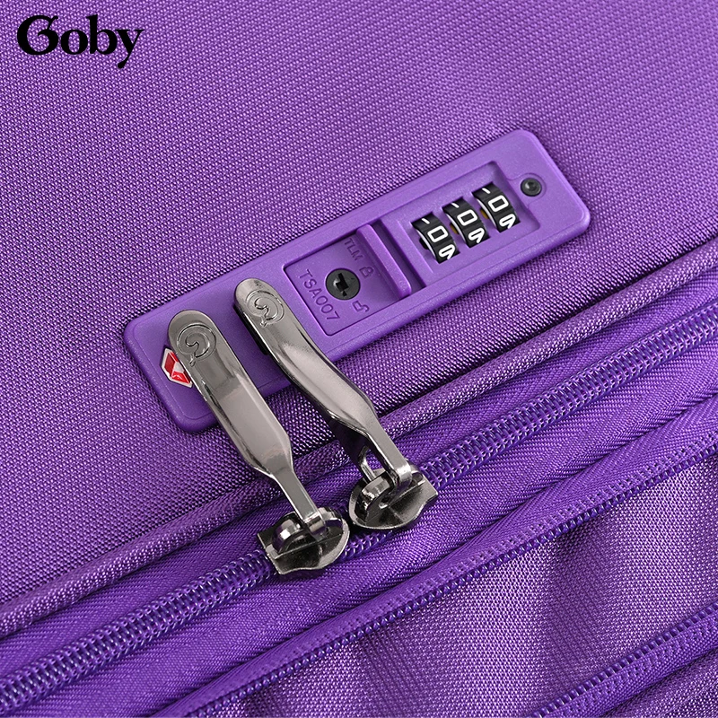 Goby London Unisex 4-Wheel Soft Oxford Fabric Trolley Suitcase Waterproof Travel Luggage Sets  Zipper Closure for Travel