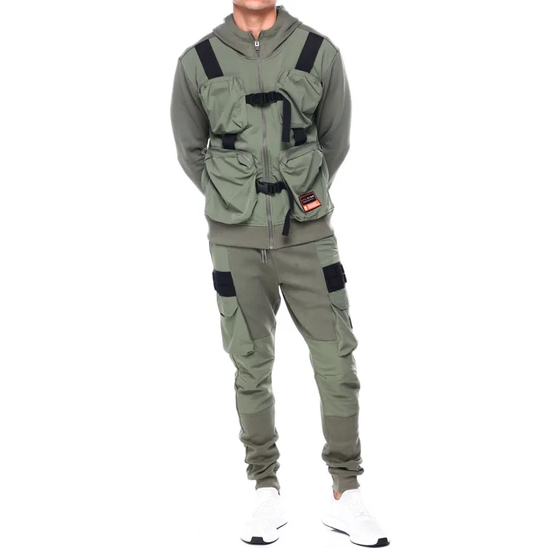 Custom Mens Clothing Combo Utility Hoodie Jacket Hoodie with Zipper Pocket on Front